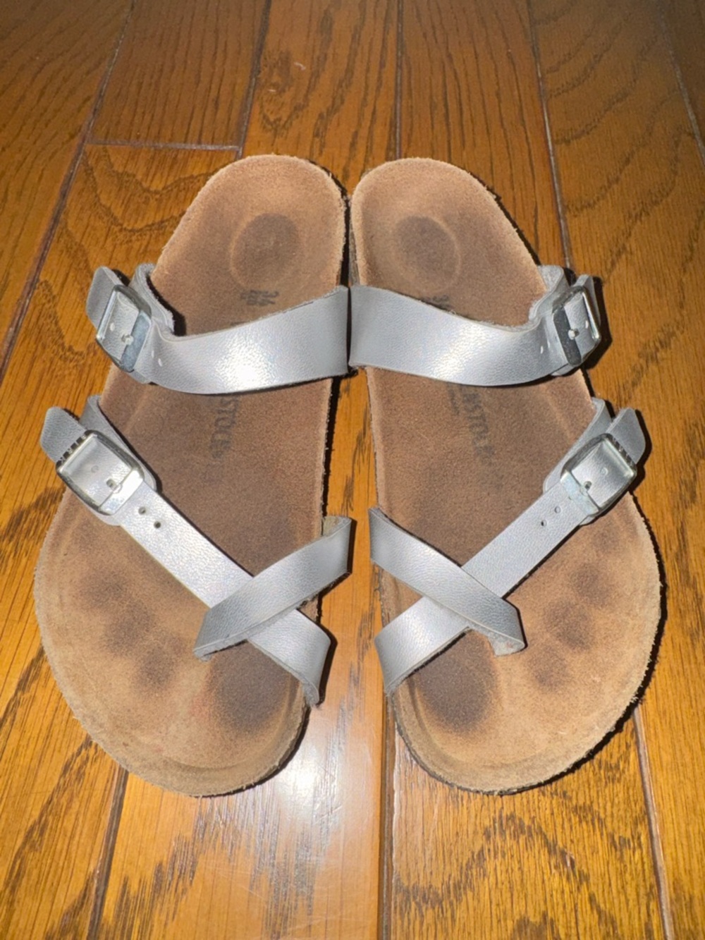Birkenstock Kids Metallic Silver Mayari Sandals